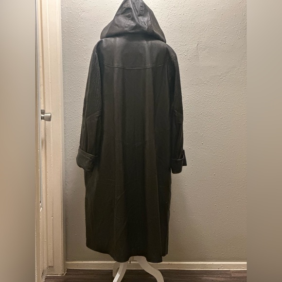 Y Alexander Vintage Brown Hooded Leather Trench Coat - Picture 2 of 14